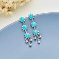 wholesale Sterling Silver Turquoise Beaded Stud Earrings with Southwest Dangle & Flower Filigree Design-0-5