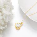 wholesale 14K Gold Flower Shape White Pearl Pendant Necklaces for Women Girls  Ideas-0-2
