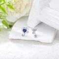wholesale 925 Sterling Silver 12 Months Birthstone Stethoscope Heart Stud Earrings for Women-0-5