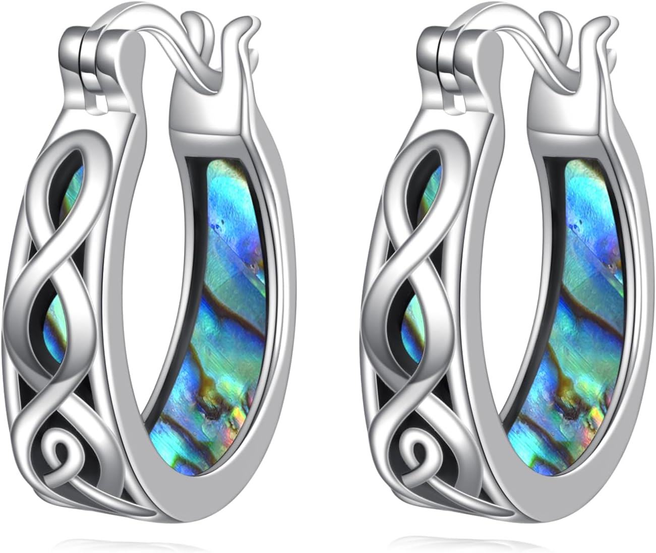 Sterling Silver Hypoallergenic Small Hoop Sun Leaf Triangle Huggie Earrings for Women-0-1