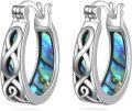 wholesale 925 Sterling Silver Abalone Shell Inlay Twisted Wire Design Small Hoop Earrings for Women-0-0