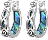 wholesale 925 Sterling Silver Abalone Shell Inlay Twisted Wire Design Small Hoop Earrings for Women-J-Celtic Abalone-J-Celtic Abalone