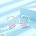 wholesale 925 Sterling Silver 925 Pink Opal Cross Huggie Hoop Earrings for Women & Girls-0-3