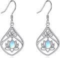 wholesale 925 Sterling Silver Teardrop Moonstone Celtic Knot Lotus Tree Of Life Leverback Earrings for Women Irish  Idea-0-0