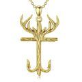 wholesale 925 Sterling Silver Antler Cross Pendant Necklace-0-0