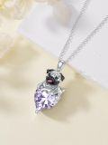wholesale 925 Sterling Silver with June Light Violet Birthstone Pug Pendant Necklace - Adjustable 18-20in Chain, Hypoallergenic Dog Jewelry Gift for Women-0-3