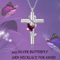 wholesale 925 Sterling Silver Butterfly Cross Keepsake Pendant Urn Necklace with Funnel Set-0-35