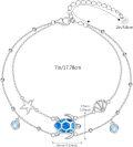 wholesale 925 Sterling Silver Blue Opal Sea Turtle Shell Starfish Charm Bracelet for Women 6-8 Adjustable Length Hypoallergenic Gift Boxed-0-1