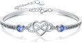 wholesale Sterling Silver Adjustable Infinity Heart Bangle for Women-0-10
