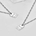 wholesale 925 Sterling Silver Heart Dice Pendant Necklaces for Couples or BFFs - Matching Jewelry Sets of Two Chain Links-0-3