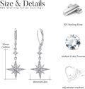 wholesale 925 Sterling Silver Star Shape Cubic Zirconia Leverback Drop Dangle Earrings for Women Girls  4cm Length-0-2
