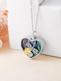 wholesale 925 Sterling Silver Heart Cremation Jewelry with Abalone Shell and Flower Design for Ashes Keepsake Memorial Urn Pendant Necklace-0-4
