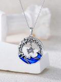 wholesale 925 Sterling Silver Turtle Pendant Blue Wave Necklace Sea Life s for Women Girlfriends-0-1