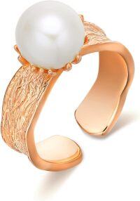 wholesale 925 Sterling Silver Real Natural Freshwater Pearl Adjustable Ring Women-Rose Gold