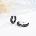 wholesale 925 Sterling Silver Black CZ Hoop Huggies Punk Style Earings for Men & Women-0-5