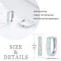 wholesale 925 Sterling Silver White Opal Huggie Earrings for Women, Lucky Stone Hoops, Hypoallergenic Square Design, Sparkling Gift-0-5