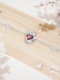 wholesale 925 Sterling Silver Angel Heart Garnet Anklet for Women-0-2