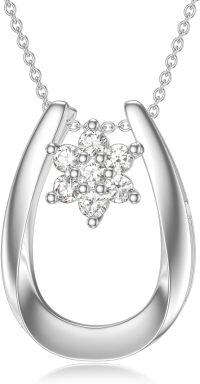 wholesale 925 Sterling Silver Cubic Zirconia Flower Pendant Necklace for Women-Type 1