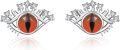 wholesale 925 Sterling Silver Evil Eye Stud Earrings with Orange Stone and Clear CZ Accents - Turkish Style Bohemian  for Her-0-0