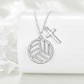 wholesale 925 Sterling Silver Volleyball Cross Charm Pendant Necklace for Women-0-4