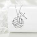 wholesale 925 Sterling Silver Volleyball Cross Charm Pendant Necklace for Women-0-4