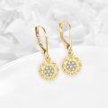wholesale 14K Gold Drop Earrings with Flower Design and CZ Stones-0-4