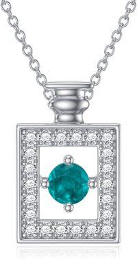 wholesale 925 Sterling Silver Square Emerald Pendant Necklace with Halo Accents-Style 14