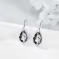 wholesale 925 Sterling Silver Moss Agate Teardrop Threader Earrings for Women - Natural Stone Drop Dangles-0-2