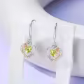 TOUPOP Sterling Silver Peridot Heart Butterfly Earrings-0-3