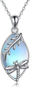 wholesale 925 Sterling Silver Dragonfly Moonstone Pendant Necklace for Women Gifts-0-0