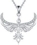 wholesale 925 Sterling Silver Angel Wings Pendant Necklace with Cubic Zirconia Stones for Women's Fashion-0-0