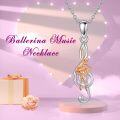 wholesale 925 Sterling Silver Rose Gold Plated Ballet Dancer on Treble Clef Musical Note Charm Pendant Necklace-0-1
