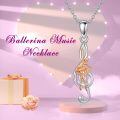 wholesale 925 Sterling Silver Rose Gold Plated Ballet Dancer on Treble Clef Musical Note Charm Pendant Necklace-0-1