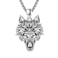 wholesale 925 Sterling Silver Wolf Head Pendant Necklaces for Men & Women s-Wolf Necklace