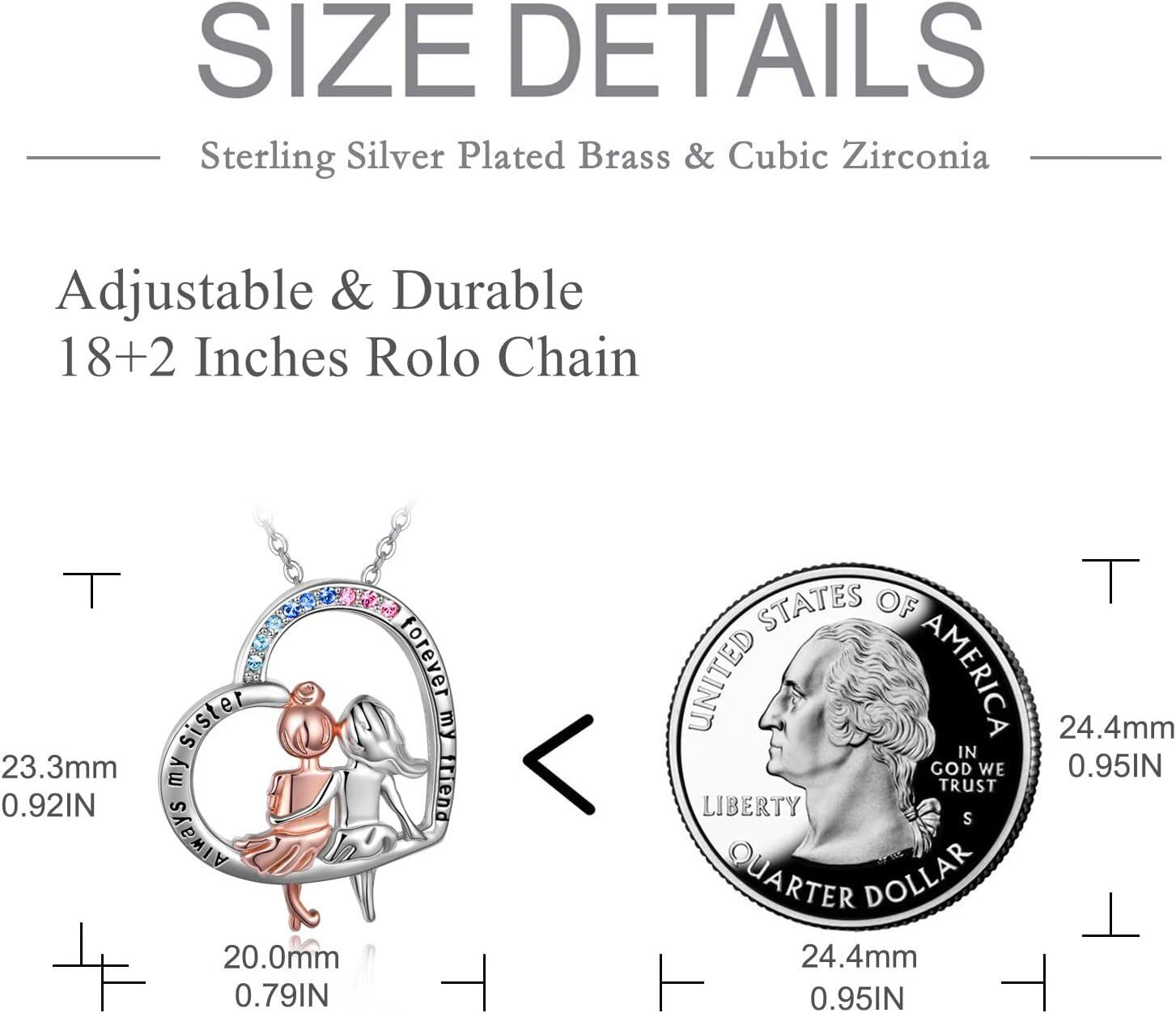 wholesale 925 Sterling Silver Metal Stone Sisters Necklace  for Sister-in-Law-0-2