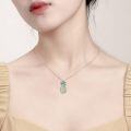 wholesale 925 Sterling Silver Green Crystal Pineapple Pendant Necklace  for Women and Teen Girls-0-1