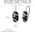 wholesale Sterling Silver Black Onyx Drop Earrings for Women, Elegant Dangle Lever Back Hypoallergenic Jewelry, Gift for Mom Wife Sister-0-4
