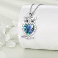 wholesale TOUPOP Owl Necklace Sterling Silver Owl Jewelry Blue Stone Abalone Shell Moonstone Owl Pendant Owl Gifts For Women Girls Birthday Christmas -0-1