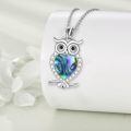TOUPOP Sterling Silver Blue Stone Abalone Shell Moonstone Owl Necklace-0-1