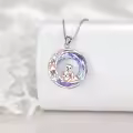 wholesale 925 Sterling Silver Blue Crystal Elephant Pendant Necklace-0-4