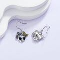 wholesale 925 Sterling Silver Skull Cat Halloween Dangle Drop Earrings for Women Girls Gothic Punk Style Gift Idea-0-2