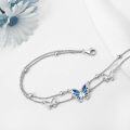wholesale 925 Sterling Silver Blue Enamel Butterfly Charm Anklet for Women's Gift-0-1
