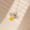 wholesale 925 Sterling Silver CZ Gold Plated Honeycomb Bee Pendant Necklace s for Women Girls Wife-0-9