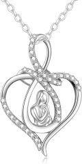 wholesale 925 Sterling Silver Heart Shape Pendant with Mother and Child Design - Perfect Gift for New Moms-0-0