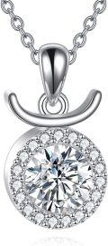 wholesale Sterling Silver Moissanite Zodiac Necklace Lab Created Diamond Gift-0-20