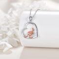 wholesale 925 Sterling Silver Kangaroo Mom and Baby Love Forever Heart Pendant Necklace for Women Girls Gifts-0-2