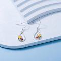 wholesale 925 Sterling Silver Ladybug Flower Drop Earrings for Women Girls  4cm Long-0-4