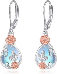 wholesale 925 Sterling Silver Rose Flower Teardrop Dangle Earrings for Women Girls-Flower