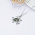 wholesale 925 Sterling Silver Moss Agate Sea Turtle Necklace with Chain for Women Girls Gift 43cm Length-0-2