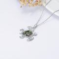 wholesale 925 Sterling Silver Moss Agate Sea Turtle Necklace with Chain for Women Girls Gift 43cm Length-0-2